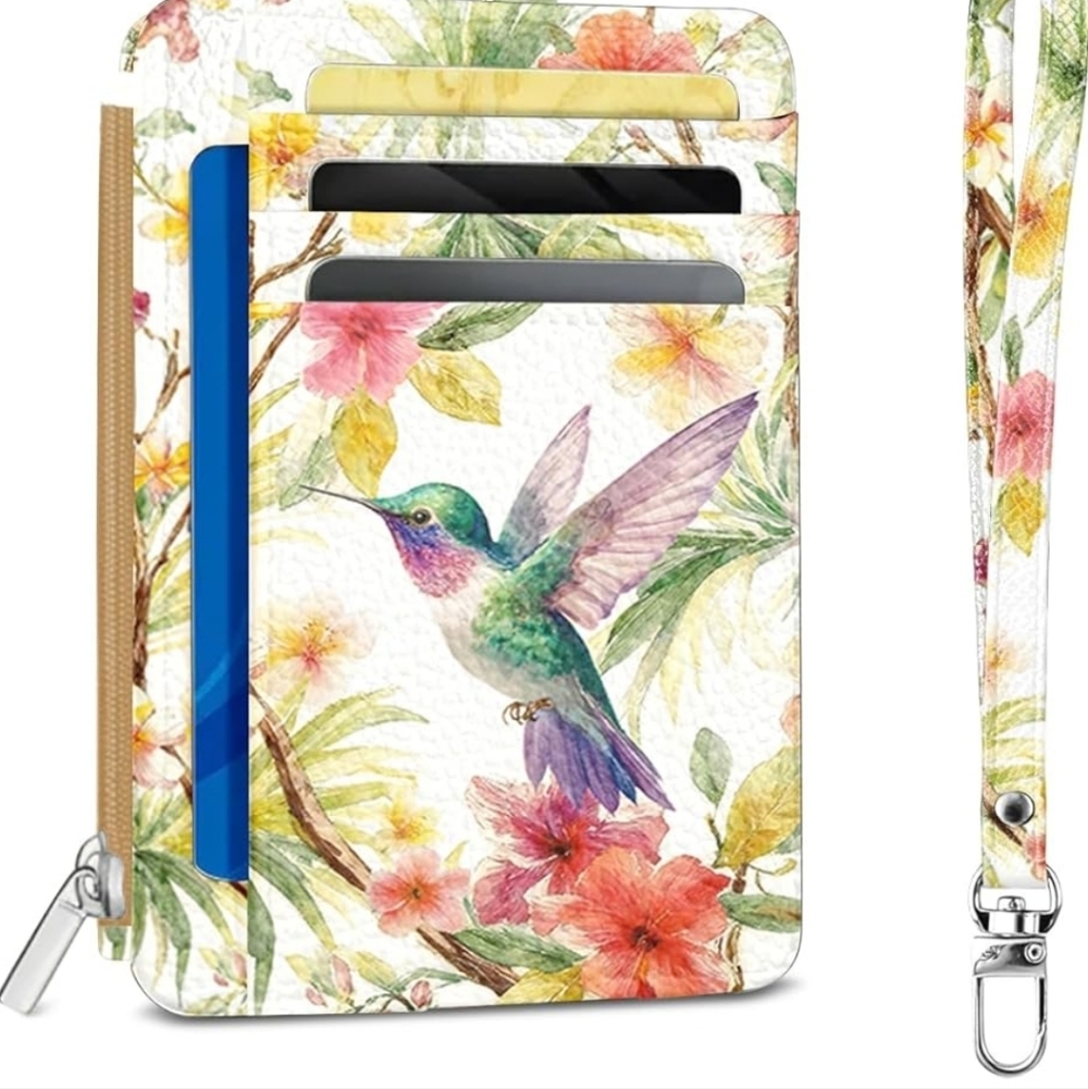 Floral Hummingbird Card Holder